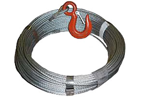 Ocelové lano 6,3mm/80m ZN s hákem